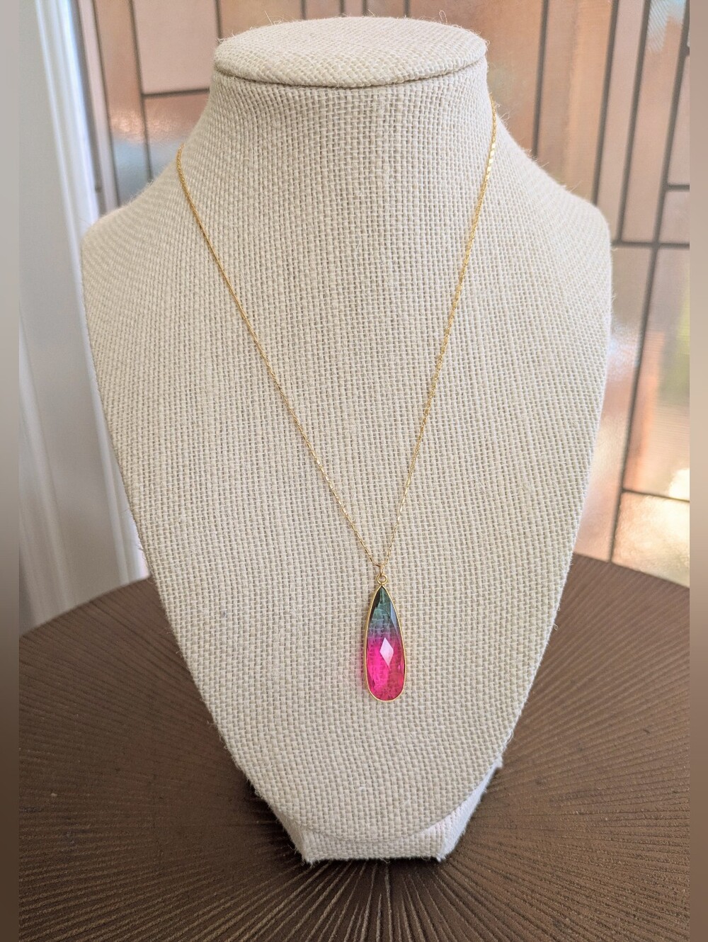 Artisan Made Watermelon Stone Necklace - Picture 16 of 16